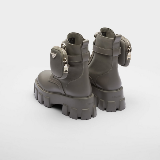 Monolith leather and Re-Nylon boots with pouch - LUX VERSE - Luxury designer fashion outlet