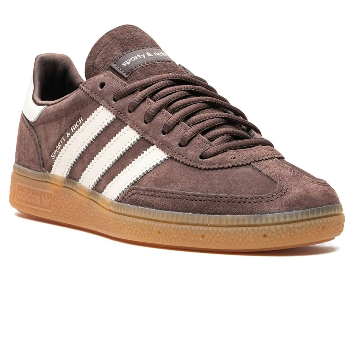 Handball Spezial Sporty & Rich Auburn Gum – branding comes in the form of 3-stripes down each side, while look is completed with – LUX VERSE Luxury Designer Fashion Outlet