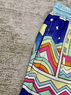 Architektur-Print-Seidenshorts – Herren