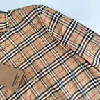 Beige Baumwoll-Langarmshirt mit Vintage Check – Herren