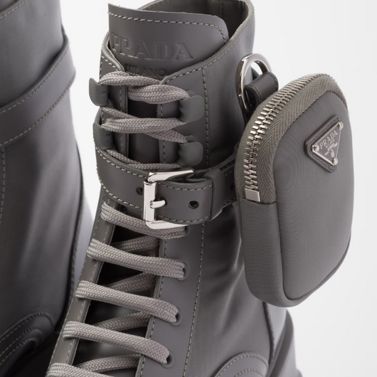 Monolith leather and Re-Nylon boots with pouch - LUX VERSE - Luxury designer fashion outlet