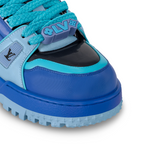 Trainer Maxi Lasered Canvas Sneaker – this version comes in lasered Monogram canvas with rubber Initials logos on – LUX VERSE Luxury Designer Fashion Outlet