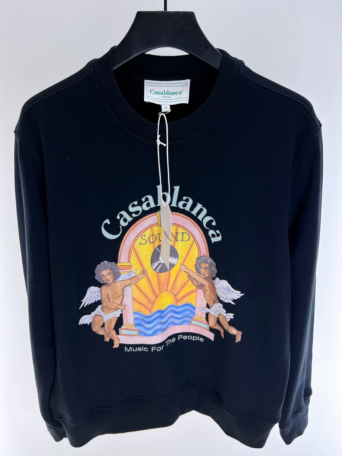 Marineblaues Baumwoll-Crewneck-Sweatshirt mit Sonnen-Grafikdruck – Herren