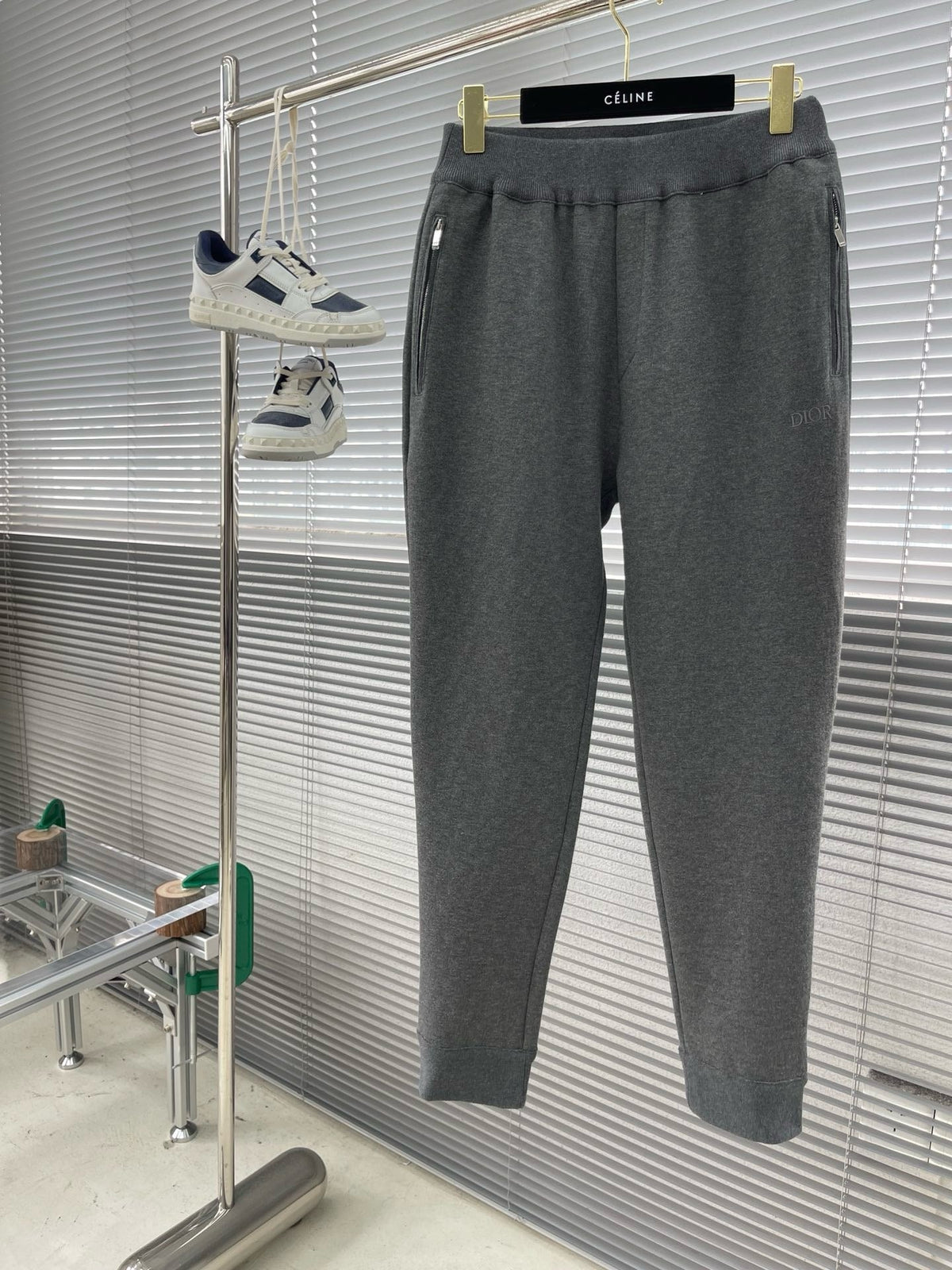 Grey Cotton Tapered Joggers - Men's