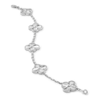 Pulsera Vintage Alhambra – vintage Alhambra bracelet, 5 motifs, rhodium plated 18K white gold, white – LUX VERSE Luxury Designer Fashion Outlet