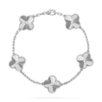 Pulsera Vintage Alhambra – vintage Alhambra bracelet, 5 motifs, rhodium plated 18K white gold, white – LUX VERSE Luxury Designer Fashion Outlet