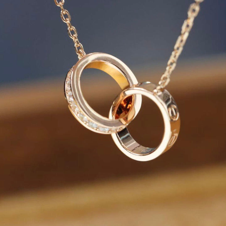 Love Necklace Rose Gold and Silver Diamond – LUX VERSE Luxury Designer Fashion Outlet