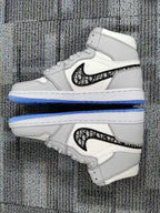 White Leather Print High-Top - Men's