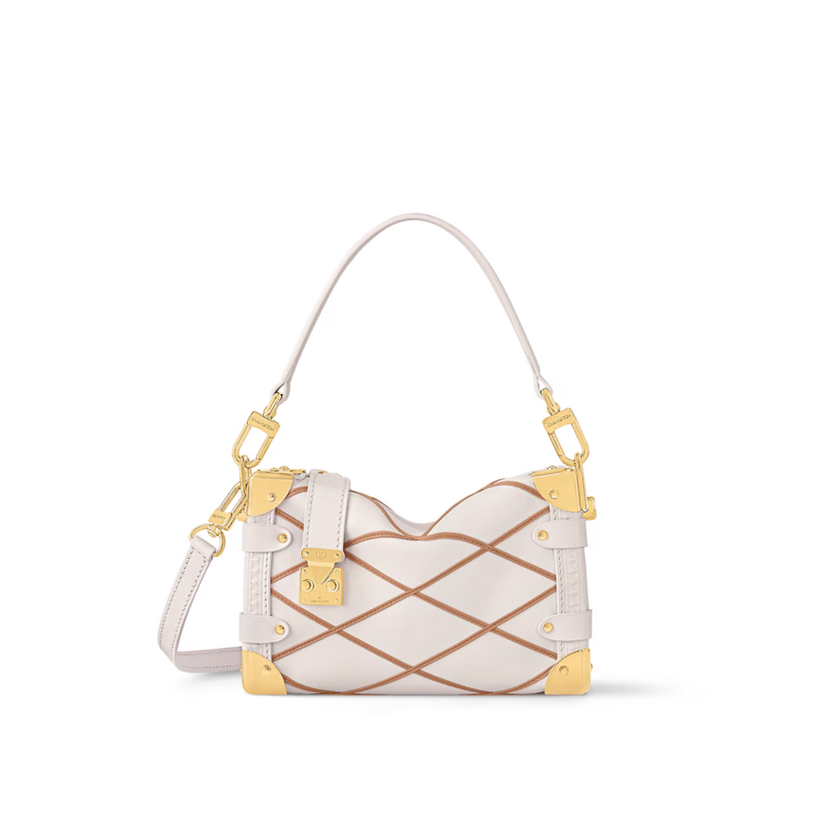 Modern Trunk Sling PM – fashioned from soft, beige lambskin crisscrossed with deep red, it features such – LUX VERSE Luxury Designer Fashion Outlet