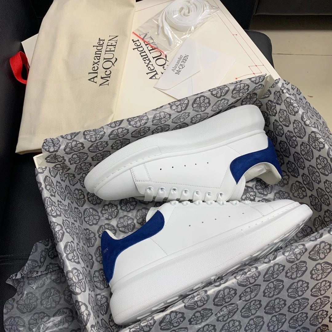 Oversized Blue Suede Tab Sneakers