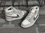 White Leather Print High-Top - Men's