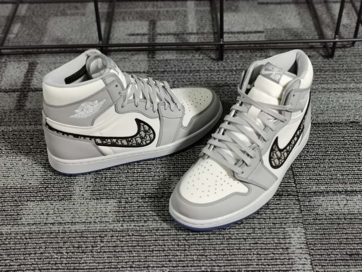 White Leather Print High-Top - Men's