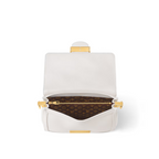 Dauphine Chic Soft MM – white Calfskin Calfskin trim Monogram Ebene jacquard canvas lining Gold-color – LUX VERSE Luxury Designer Fashion Outlet