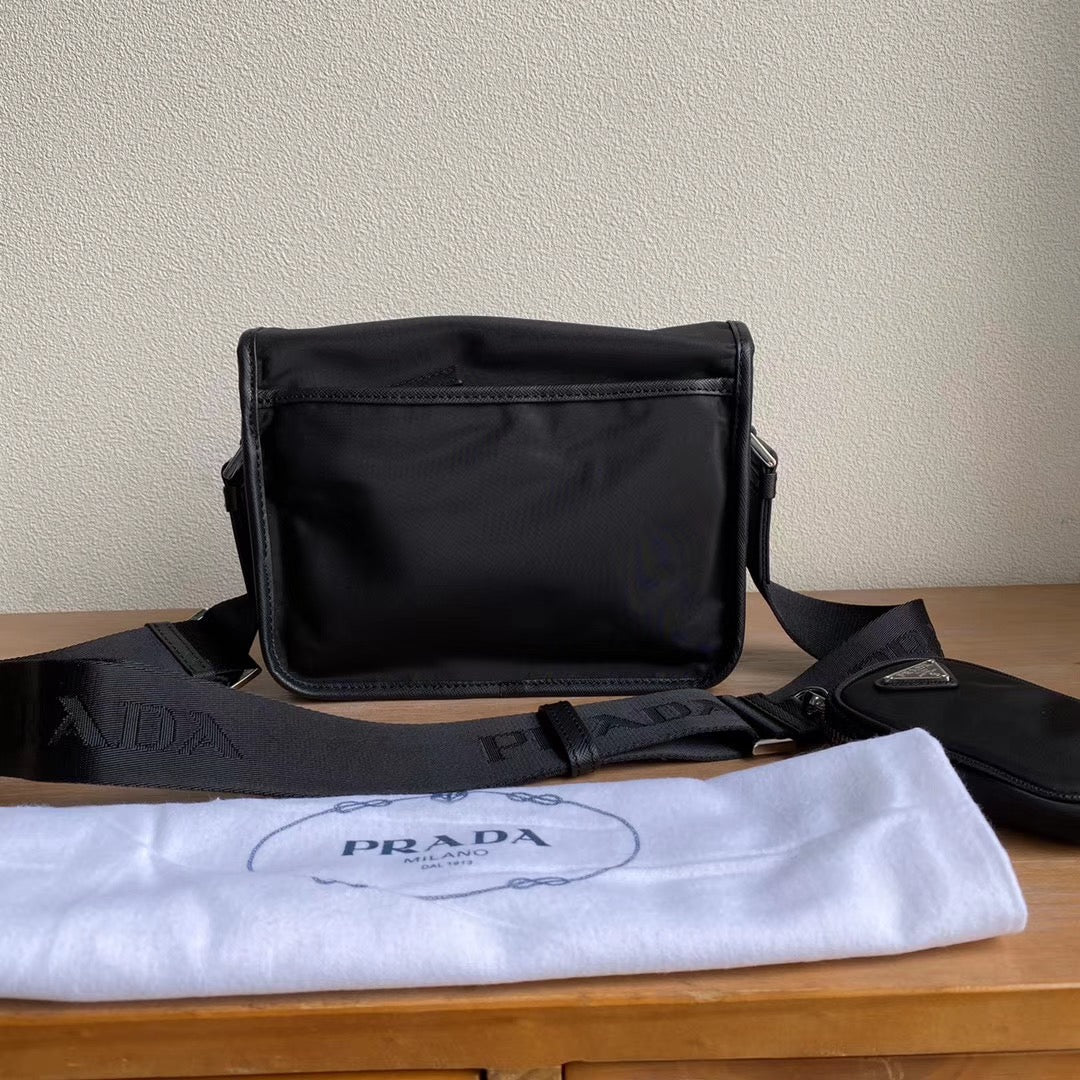 Re-Nylon and Saffiano leather shoulder bagg