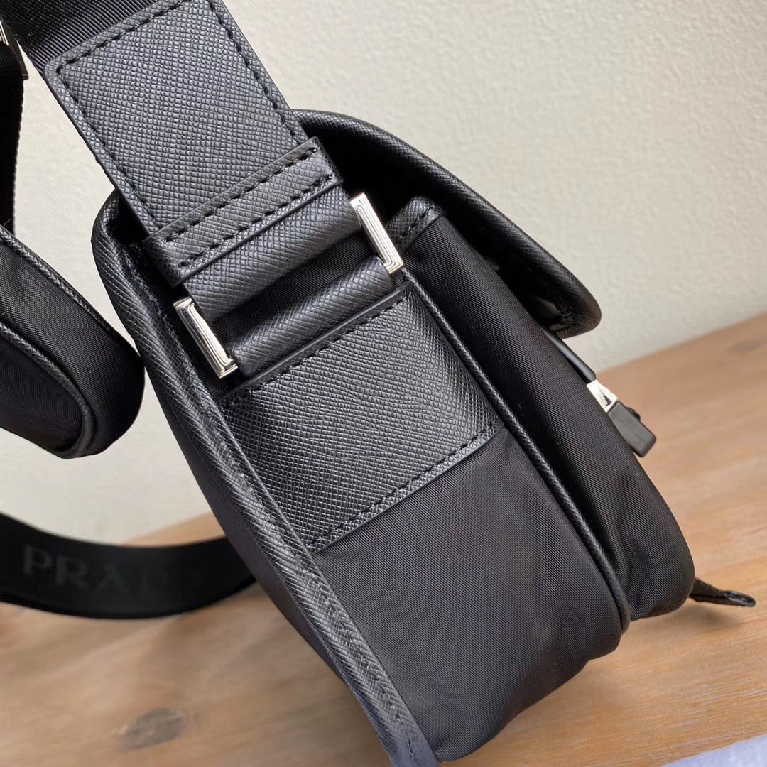 Re-Nylon and Saffiano leather shoulder bagg