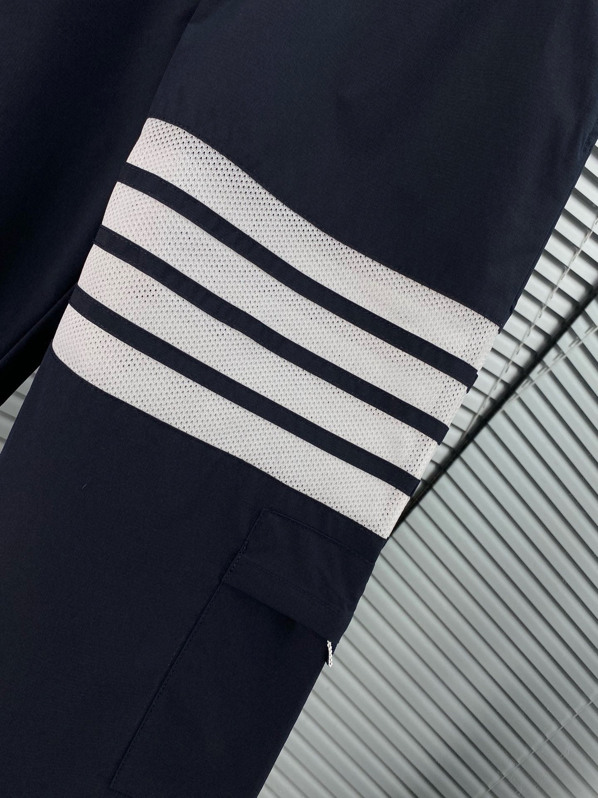 Grey Cotton Striped Cargo - Men's