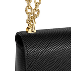 Twist MM Black Handbag – the sliding chain strap can be doubled for shoulder carry or lengthened for – LUX VERSE Luxury Designer Fashion Outlet
