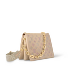 Sleek Side Coussin PM – the soft, touchable lambskin base is meticulously embroidered with Monogram motifs, – LUX VERSE Luxury Designer Fashion Outlet