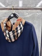 Black Cotton Check Lined Pullover - Men's
