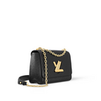Twist MM Black Handbag – the sliding chain strap can be doubled for shoulder carry or lengthened for – LUX VERSE Luxury Designer Fashion Outlet