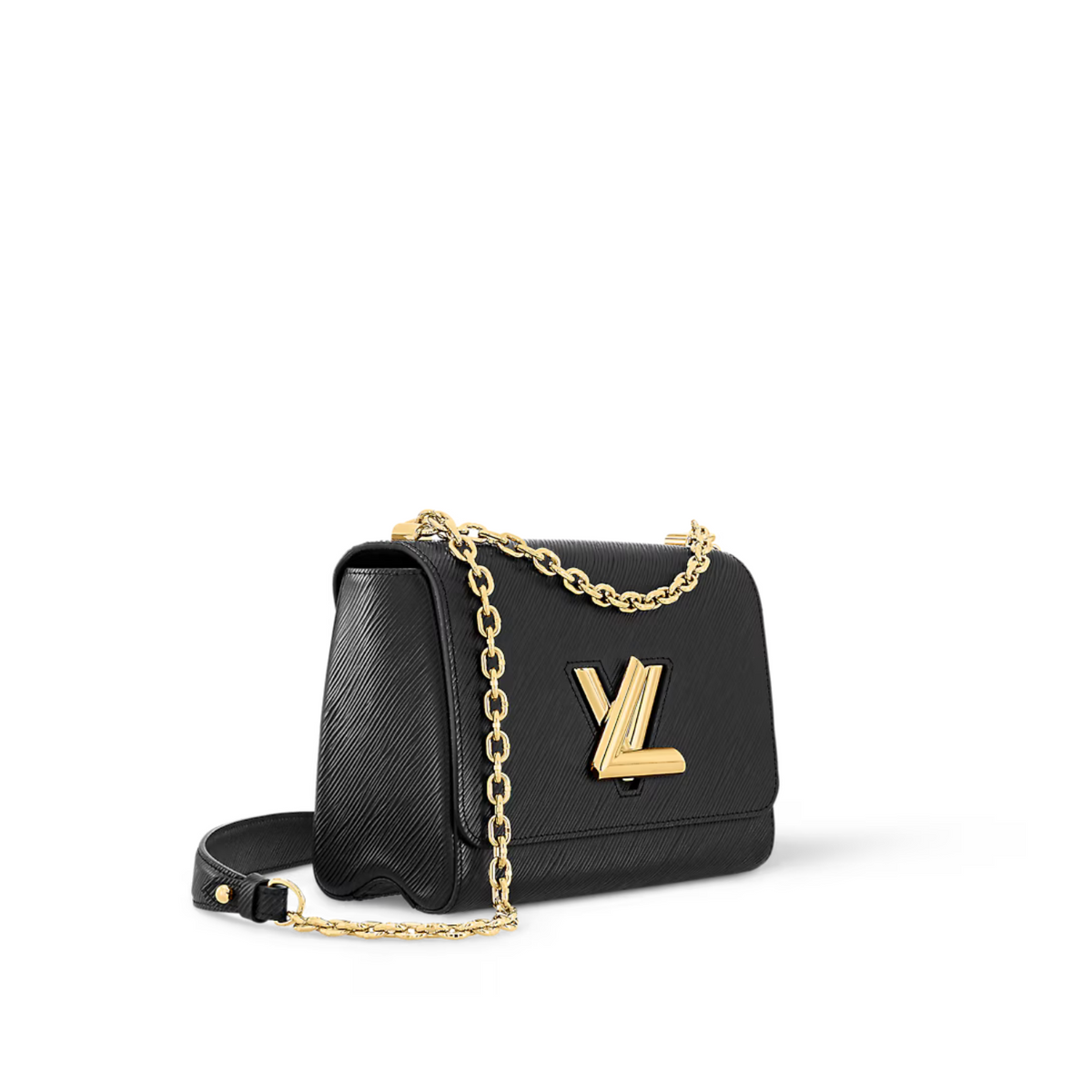 Twist MM Black Handbag – the sliding chain strap can be doubled for shoulder carry or lengthened for – LUX VERSE Luxury Designer Fashion Outlet