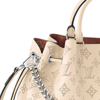 Bella Tote Crème Beige – the signature perforated leather is softly pleated and draped, and embellished – LUX VERSE Luxury Designer Fashion Outlet