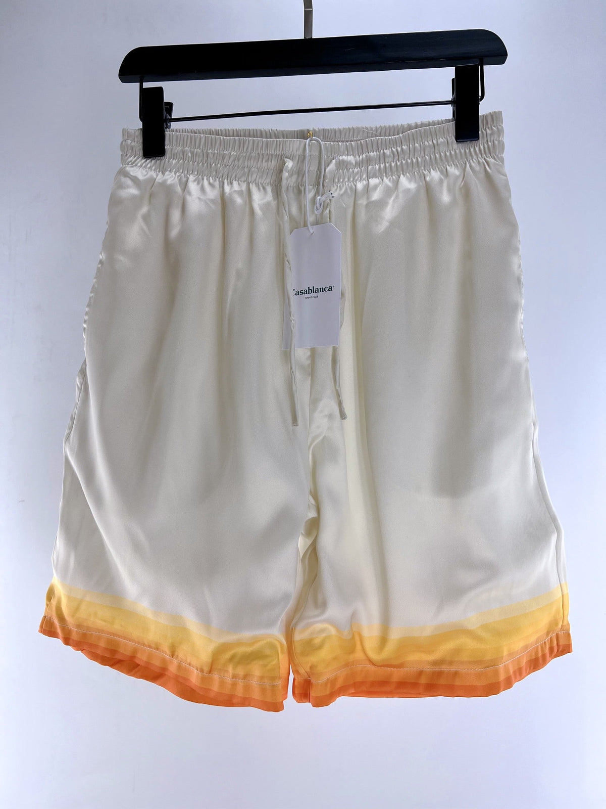 Orange Gradient Hem Silk Shorts - Men's