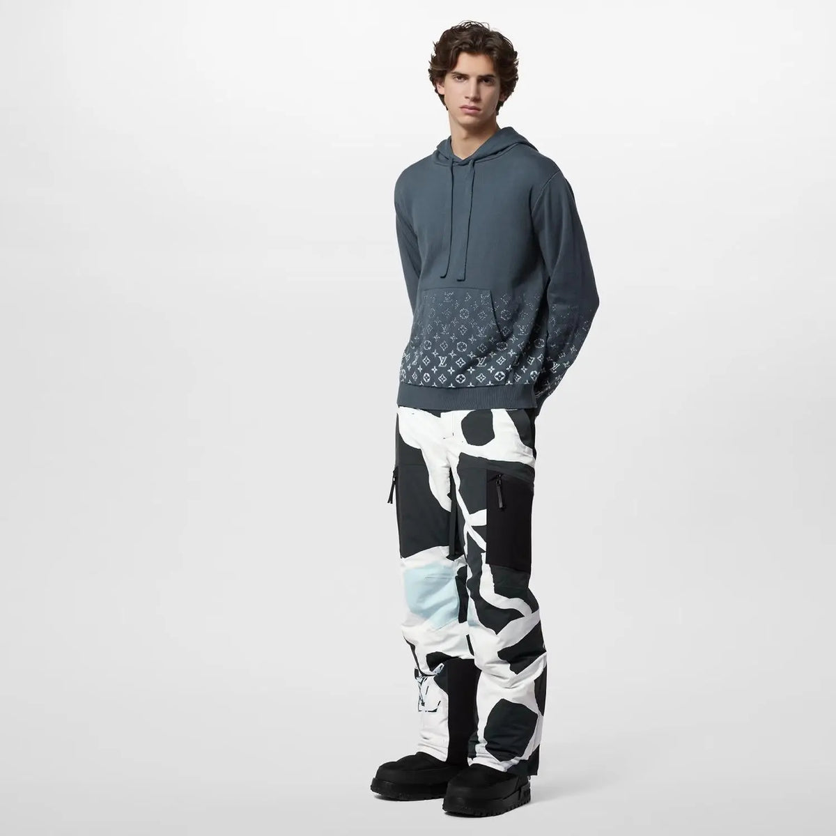 Gradient Cotton Hoodie – slightly loose-fit Monogram Gradient signature from the bottom Adjustable hood with – LUX VERSE Luxury Designer Fashion Outlet