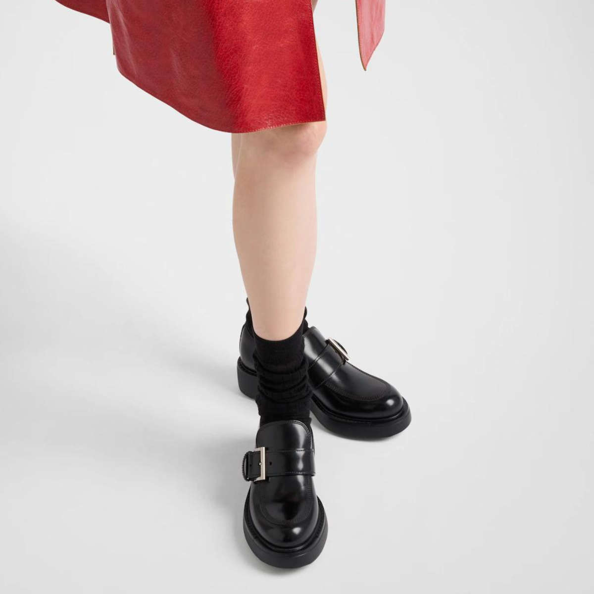 Elegant Brushed leather loafers – the refined footwear is completed with archive-inspired, oversized buckles – LUX VERSE Luxury Designer Fashion Outlet