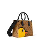 OnTheGo PM Brown – the bag is lined with blue microfiber, evoking the background of the original art – LUX VERSE Luxury Designer Fashion Outlet