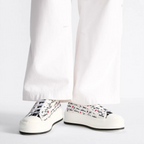 Walk'n'Platform Sneaker Adore Motif – the white embroidered cotton upper showcases the black and red Je Vous Adore (I Love – LUX VERSE Luxury Designer Fashion Outlet