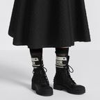 D-Major Ankle Christian Boot – the black technical fabric and calfskin laced style is embellished with a Christian – LUX VERSE Luxury Designer Fashion Outlet
