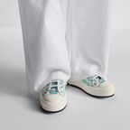 Walk'n'Platform Signature Motif Sneaker – the white cotton upper embroidered with the aquamarina Toile de Jouy Sauvage motif – LUX VERSE Luxury Designer Fashion Outlet