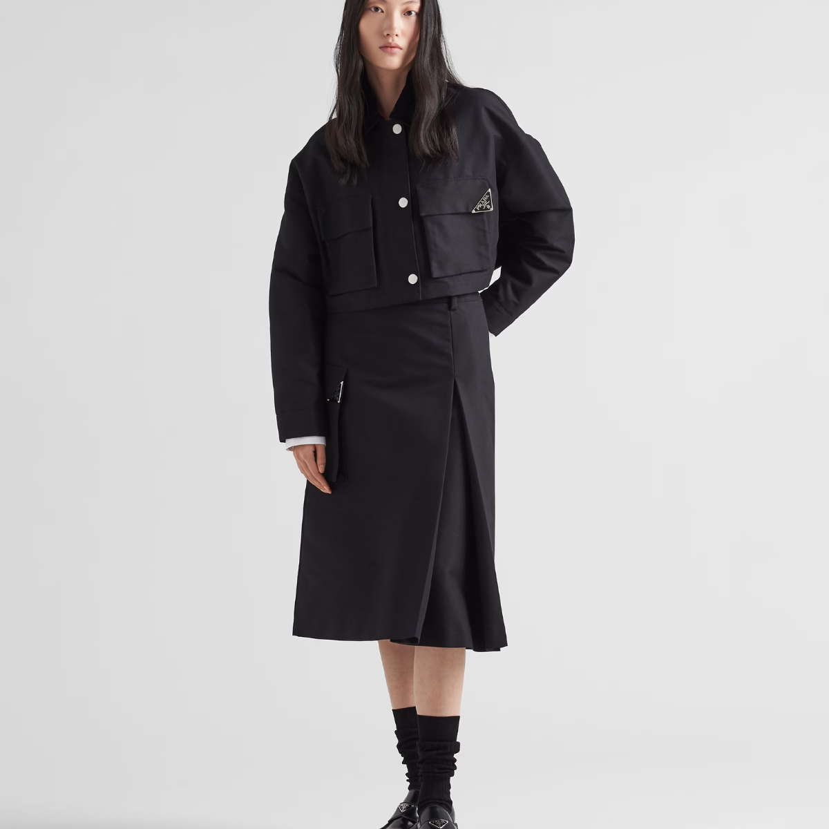 Technical Classic canvas blouson jacket – modern decorativism animates this cropped blouson jacket made of technical fabric – LUX VERSE Luxury Designer Fashion Outlet