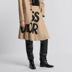 D-Town Thigh Boot – the tubular silhouette crafted in black supple calfskin is embellished with – LUX VERSE Luxury Designer Fashion Outlet