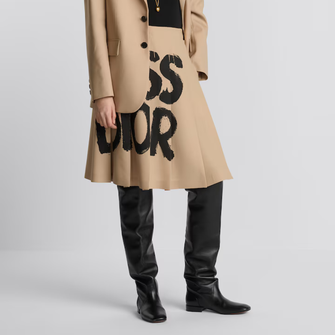 D-Town Thigh Boot – the tubular silhouette crafted in black supple calfskin is embellished with – LUX VERSE Luxury Designer Fashion Outlet