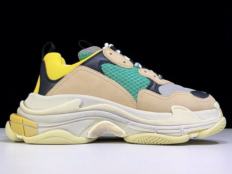 Triple S Beige and Teal Sneakers