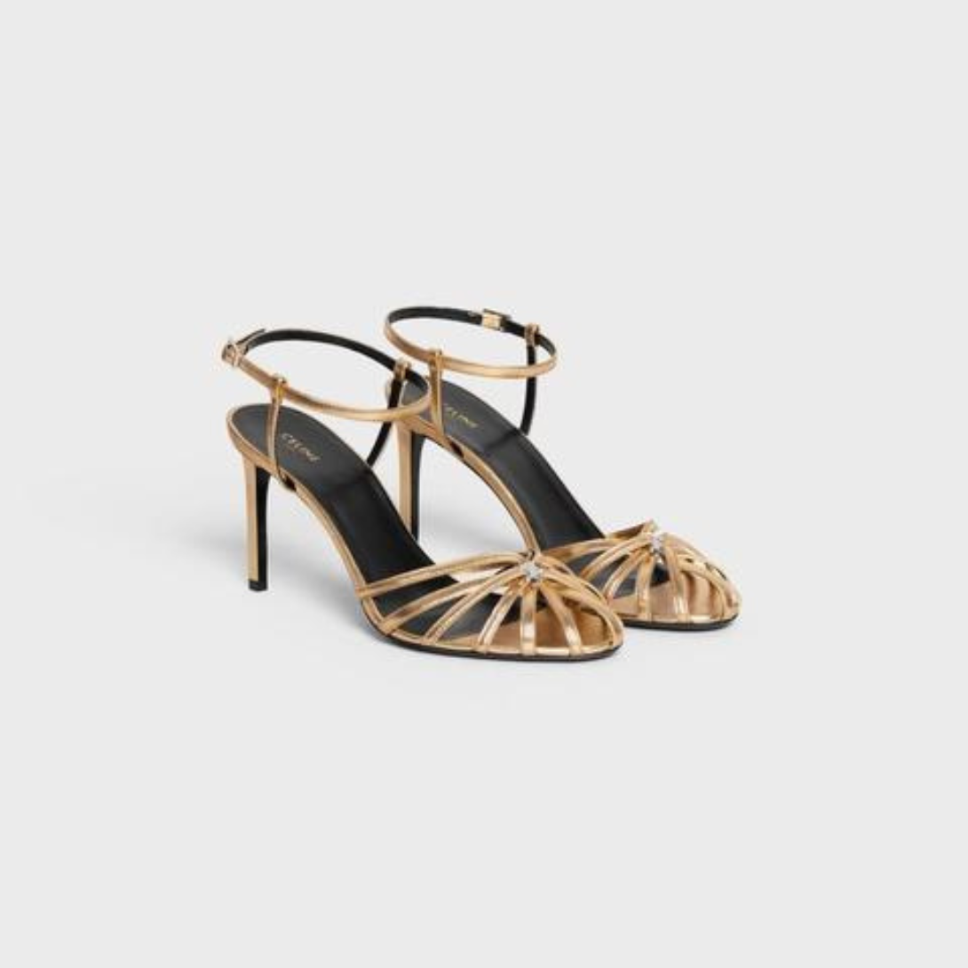 TRIOMPHE SANDAL in Laminated lambskin – tOE SHAPEMETAL TRIOMPHE ON THE CENTER OF THE TOETHIN LEATHER STRAPSTOE – LUX VERSE Luxury Designer Fashion Outlet