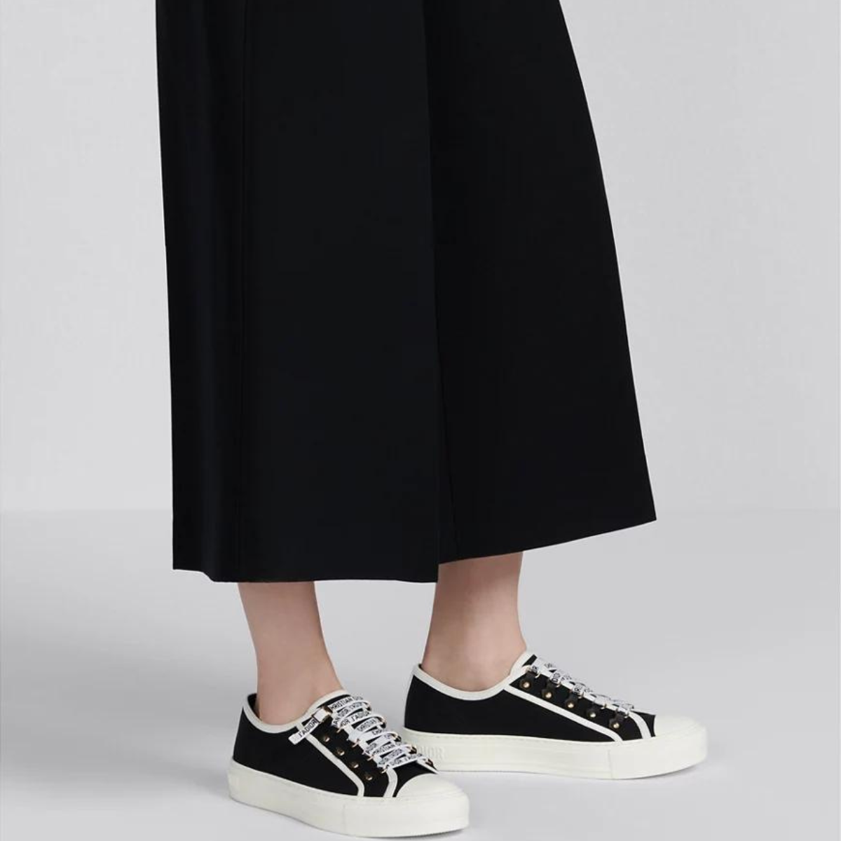 Walk'n'Canvas Sneaker – embellished with tonal calfskin inserts and antique gold-finish metal detailing, – LUX VERSE Luxury Designer Fashion Outlet