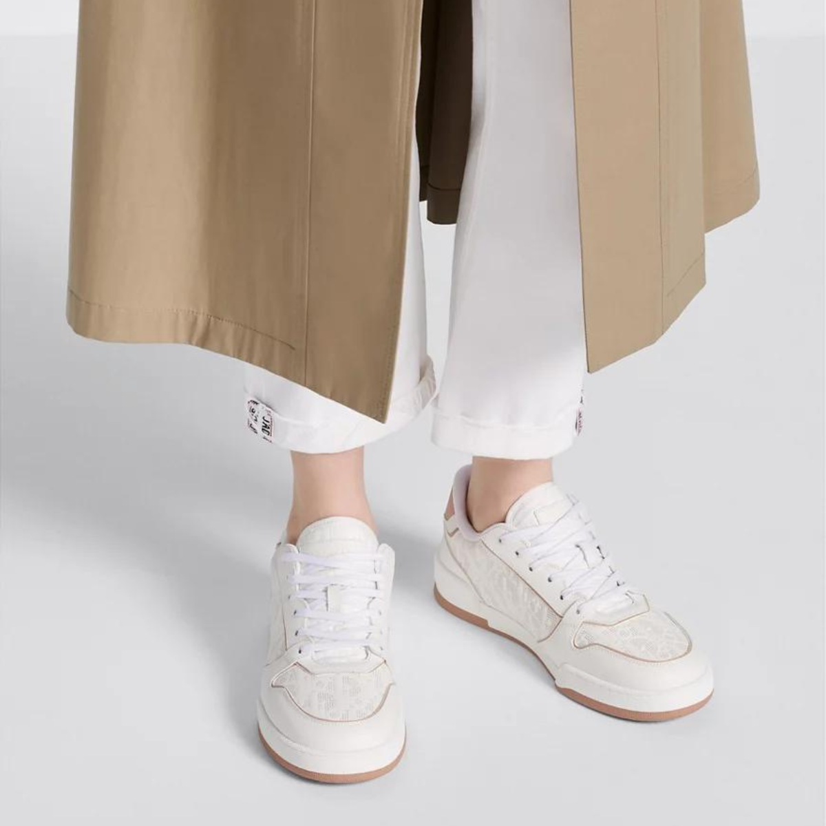 One Sneaker Perforated Calfskin – crafted in white and nude calfskin, it is distinguished with perforated inserts that – LUX VERSE Luxury Designer Fashion Outlet