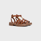CLEA TRIOMPHE GLADIATOR SANDAL in CALFSKIN - VEGETAL TANNING – 100% CALFSKIN100% CALFSKIN LINING1.6 IN (40 MM) heelTRIOMPHE METAL PIECEEMBOSSED – LUX VERSE Luxury Designer Fashion Outlet