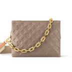 Coussin PM Taupe – fashioned from puffy lambskin and accessorized with a chunky gold-color chain, this – LUX VERSE Luxury Designer Fashion Outlet