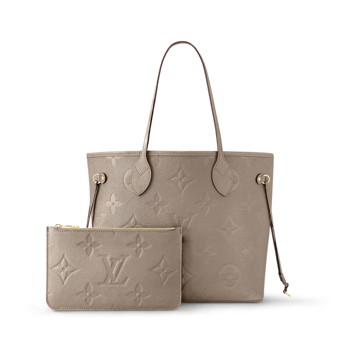 Neverfull MM Tourterelle Gray – the essential Neverfull MM tote now comes in embossed Monogram Empreinte leather – LUX VERSE Luxury Designer Fashion Outlet