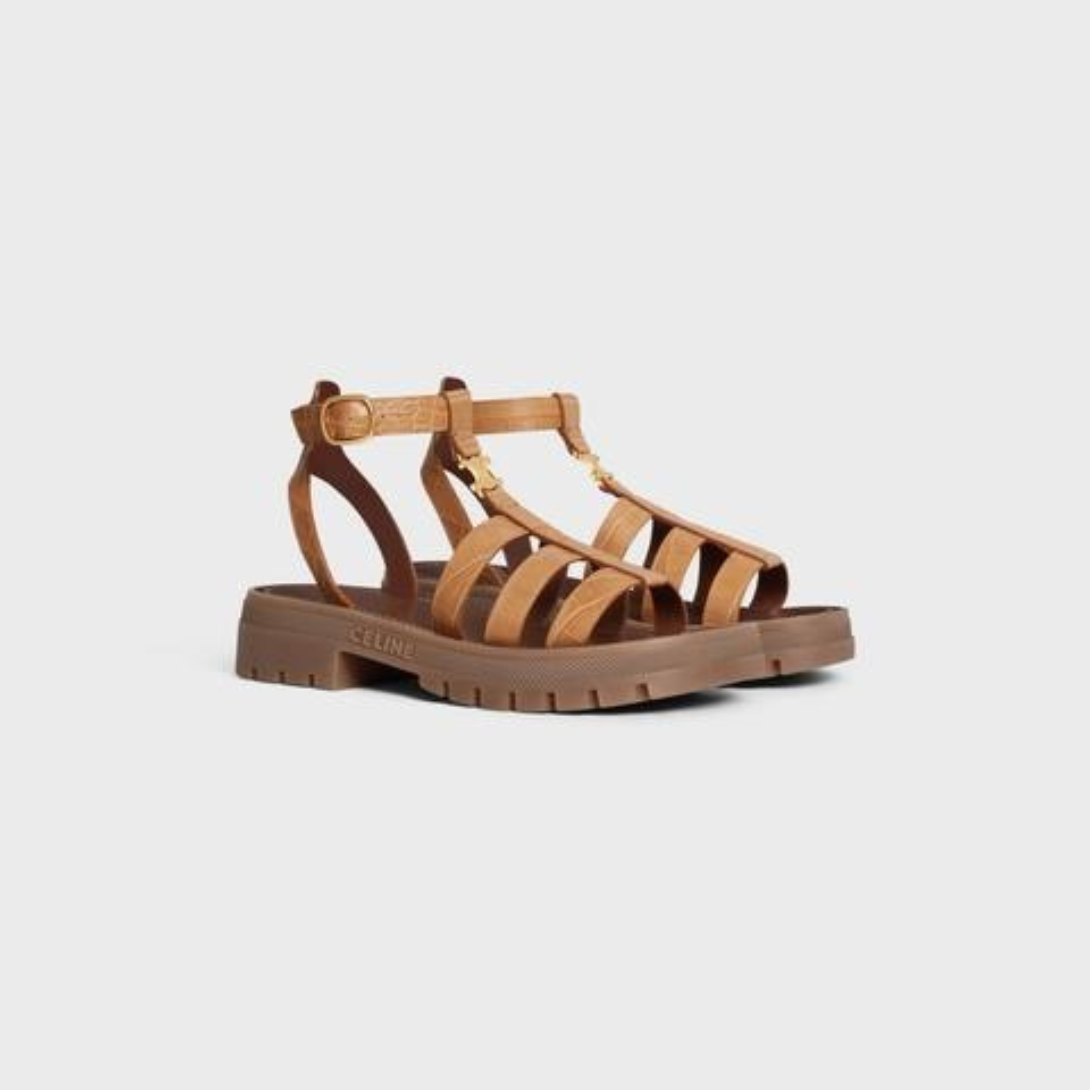CLEA TRIOMPHE GLADIATOR SANDAL in CROCODILE STAMPED CALFSKIN – pIECEEMBOSSED ON THE EXTERNAL SIDE OF THE OUTSOLEDEBOSSED UNDER THE OUTSOLEADJUSTABLE – LUX VERSE Luxury Designer Fashion Outlet