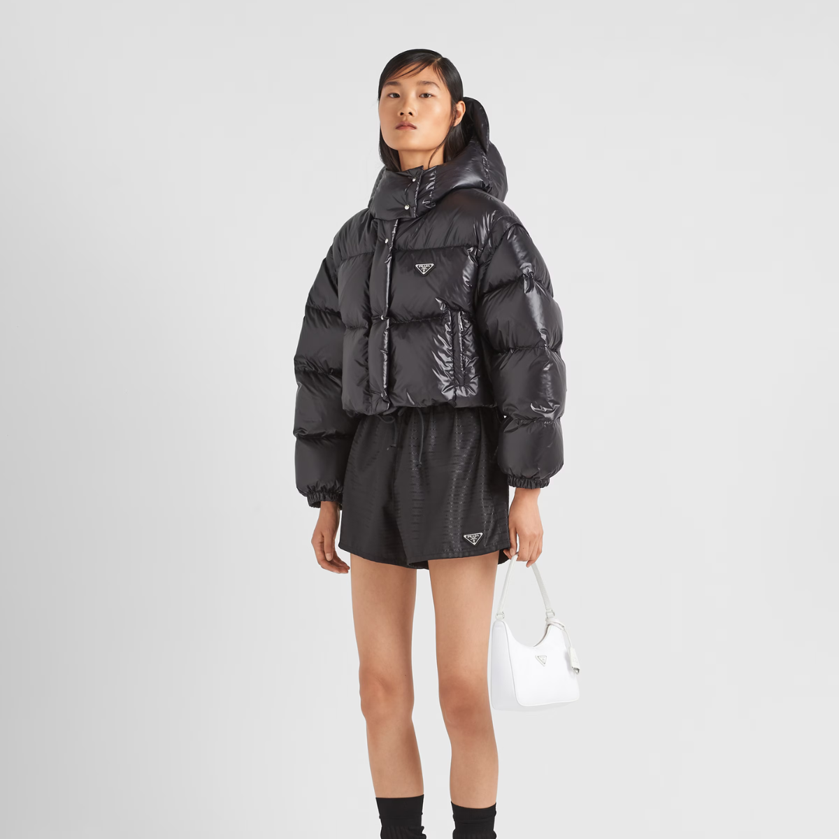 Re-Nylon convertible cropped down jacket – its cropped design adds a stylish touch, making it perfect for both outdoor – LUX VERSE Luxury Designer Fashion Outlet