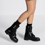 D-Strike Ankle Boot – presented in black matte calfskin, the style stands out with a wide band adorned – LUX VERSE Luxury Designer Fashion Outlet