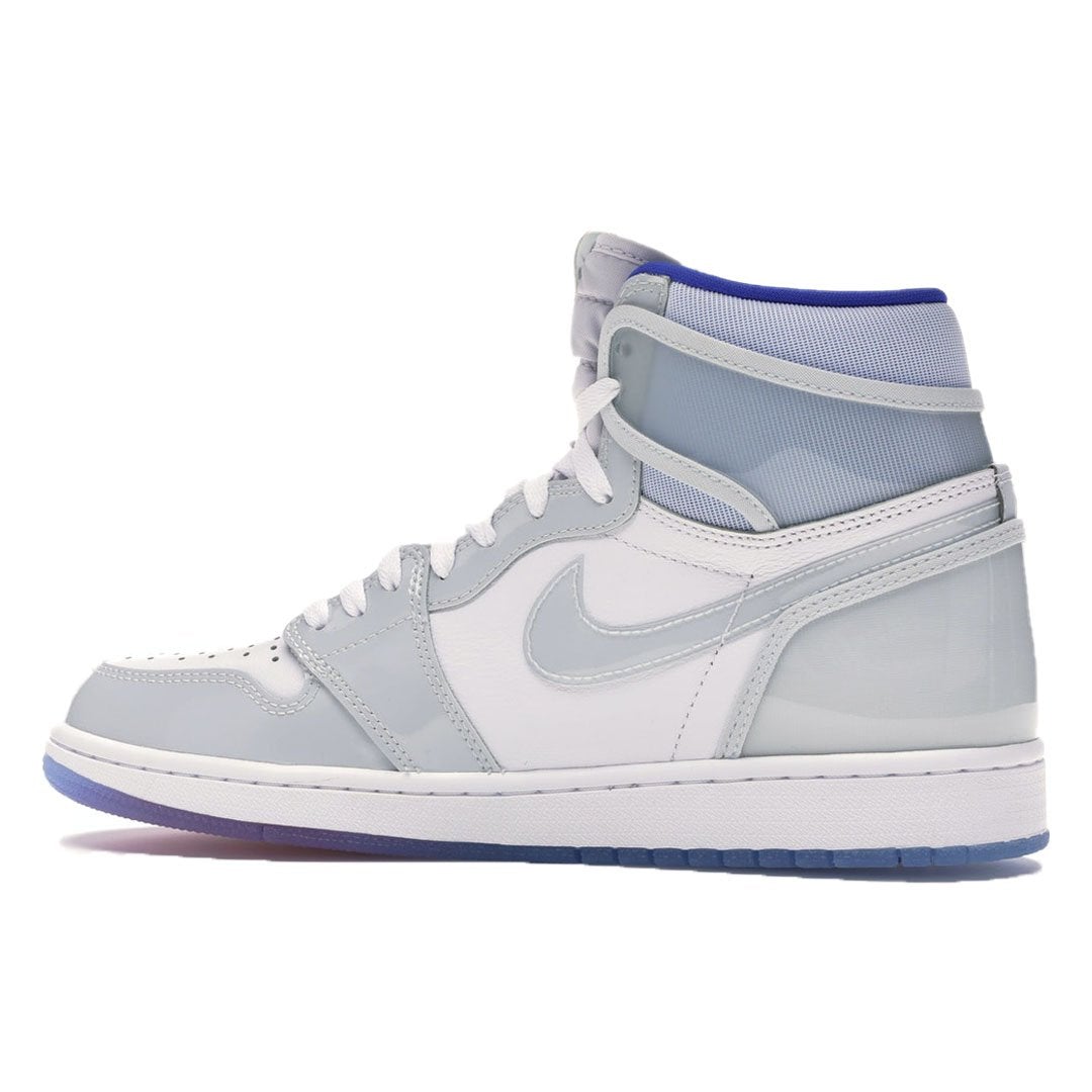Racer Blue – the rest of the upper is constructed from white leather with glossy patent leather – LUX VERSE Luxury Designer Fashion Outlet