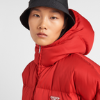 Re-Nylon hooded down jacket – medium down jacket Goose down padding Hood Shirt sleeves Zipper closure Zipper welt – LUX VERSE Luxury Designer Fashion Outlet