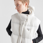 Re-Nylon convertible cropped down jacket – crafted from recycled nylon, this hooded down jacket not only keeps you warm but – LUX VERSE Luxury Designer Fashion Outlet