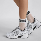 Chrono Sneaker Leather – pairing mesh with white and black leather-effect panels, it is accented by hallmark – LUX VERSE Luxury Designer Fashion Outlet